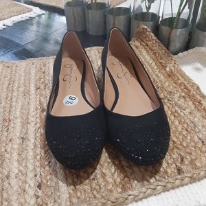 Jessica Simpson black embellished flat shoes